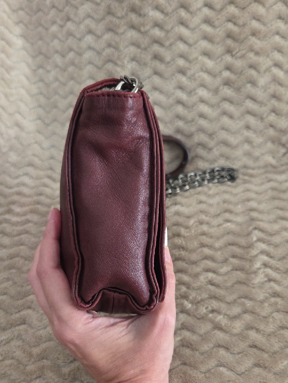 Kate Moss x Longchamp Burgundy Leather Chain Strap Crossbody - Picture 6 of 10